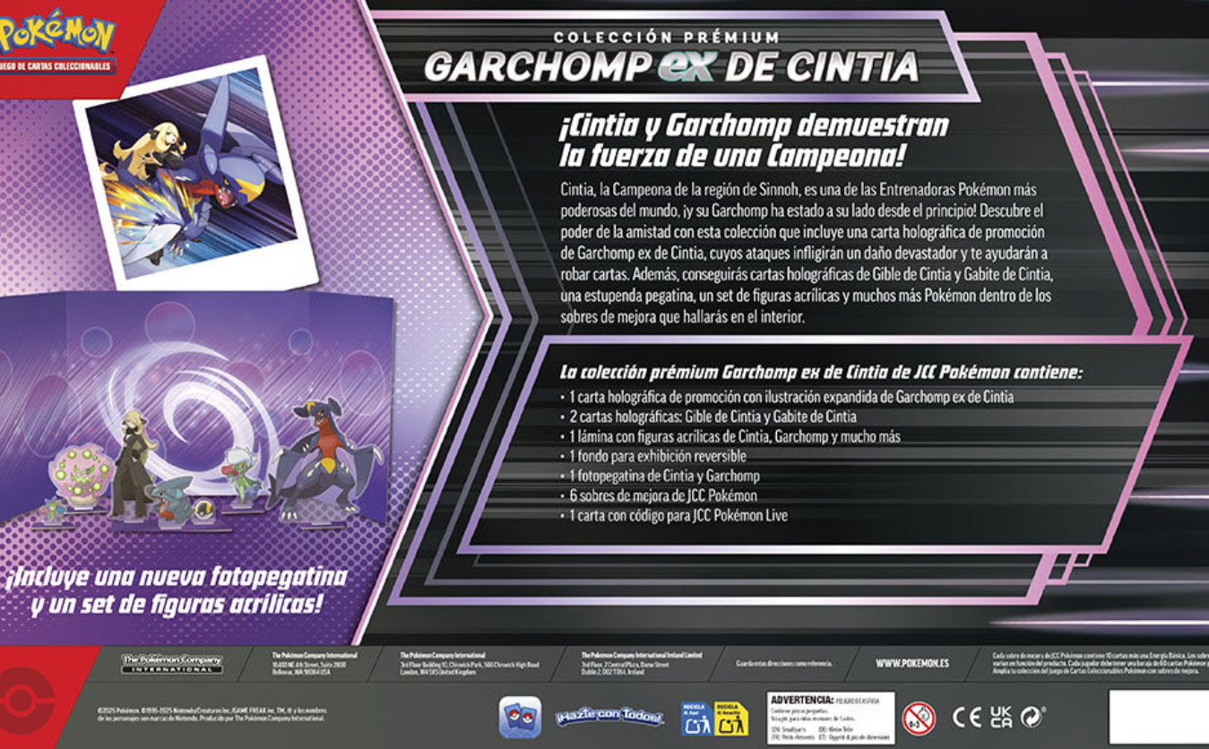 Blister juego cartas coleccionables Garchomp ex de Cintia Juntos de Aventuras Pokemon español