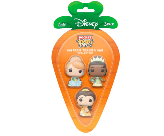 3 FUNKO POP POCKET PRINCESAS DISNEY PASCUA - CENICIENTA TIANA BELLA