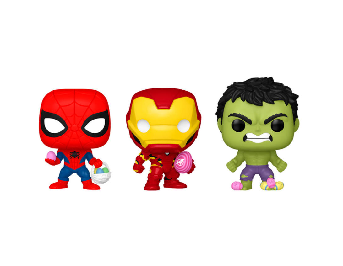 3 FUNKO POP POCKET MARVEL PASCUA - HULK IRON MAN SPIDERMAN HUEVO