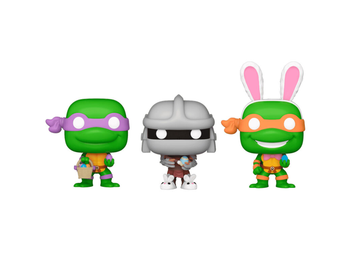 3 FUNKO POP POCKET TORTUGAS NINJA PASCUA - DONATELLO, SHREDDER, MICHELANGELO