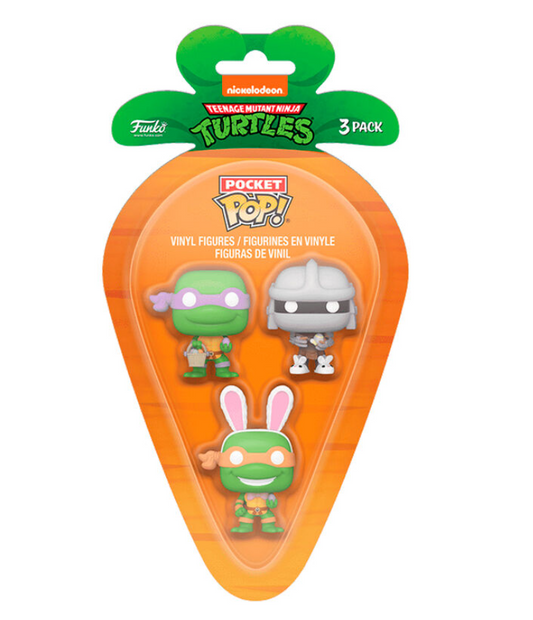 3 FUNKO POP POCKET TORTUGAS NINJA PASCUA - DONATELLO, SHREDDER, MICHELANGELO