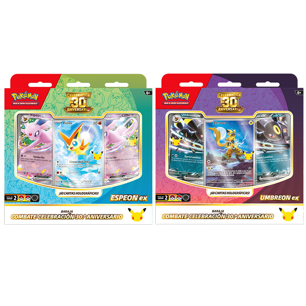 (RESERVA) Caja de Combate Cartas Pokemon 30 Aniversario (Espeon EX - Umbreon EX) (Castellano)