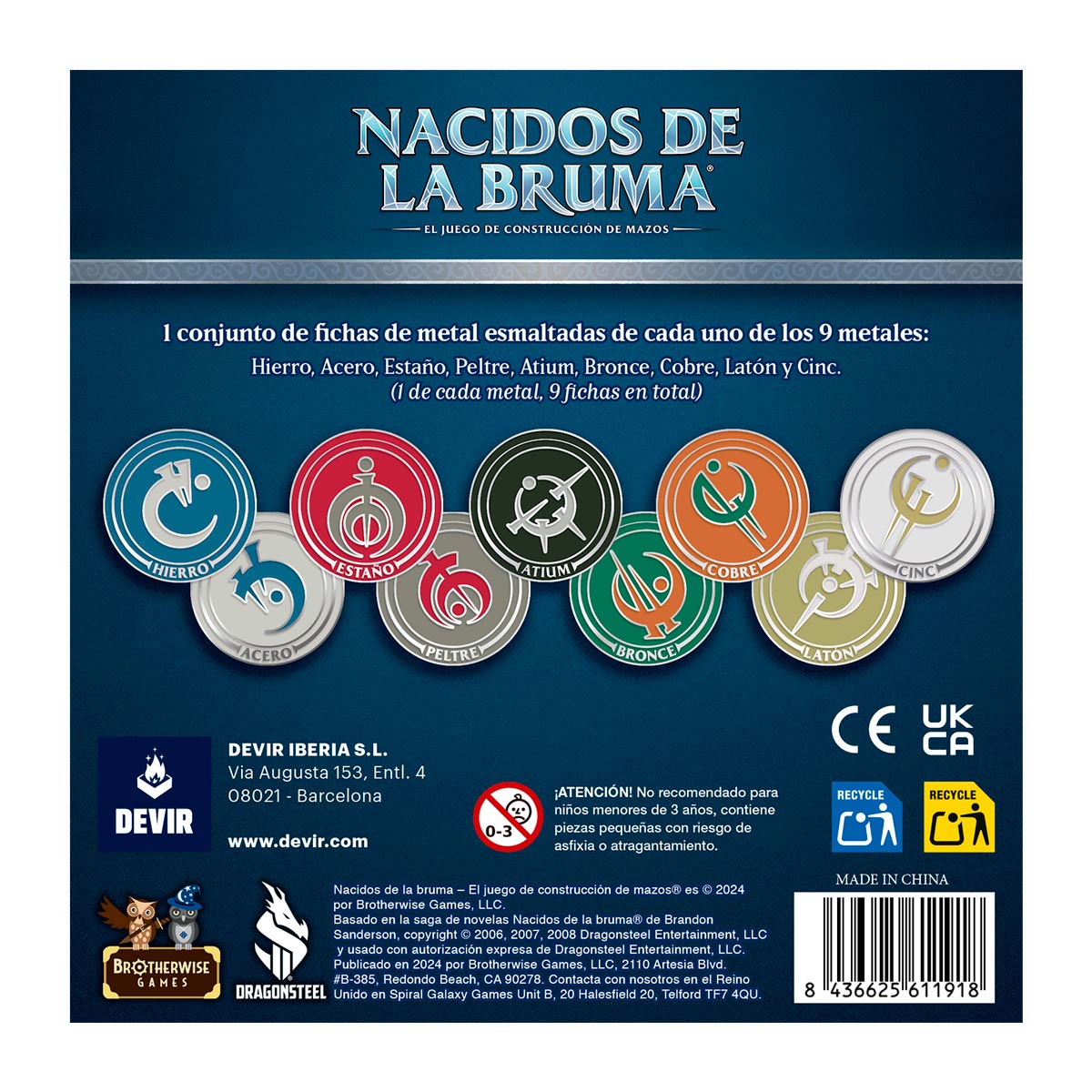 JUEGO DE MESA Nacidos de la Bruma - Fichas de Metal