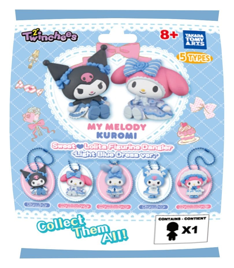 Sanrio Minifiguras Twinchees My Melody x Kuromi Sweet Lolita 5 cm Blind box Pack Expositor