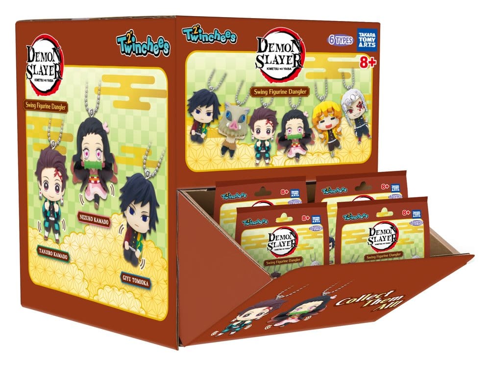 Demon Slayer: Kimetsu no Yaiba Llaveros Swing Danglers 3 cm Mystery Capsule Expositor BLIND BOX